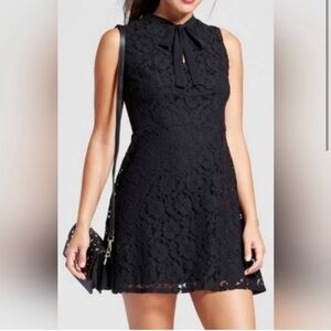 Xhilaration Black Lace Mini Dress with bow- Size Large